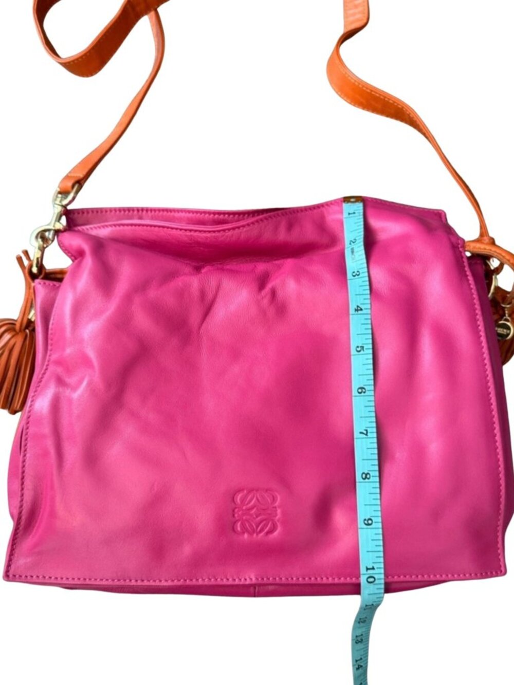 LOEWE Napa Flamenco Leather Crossbody Bag with Tassels | Pink - Picture 7 of 12